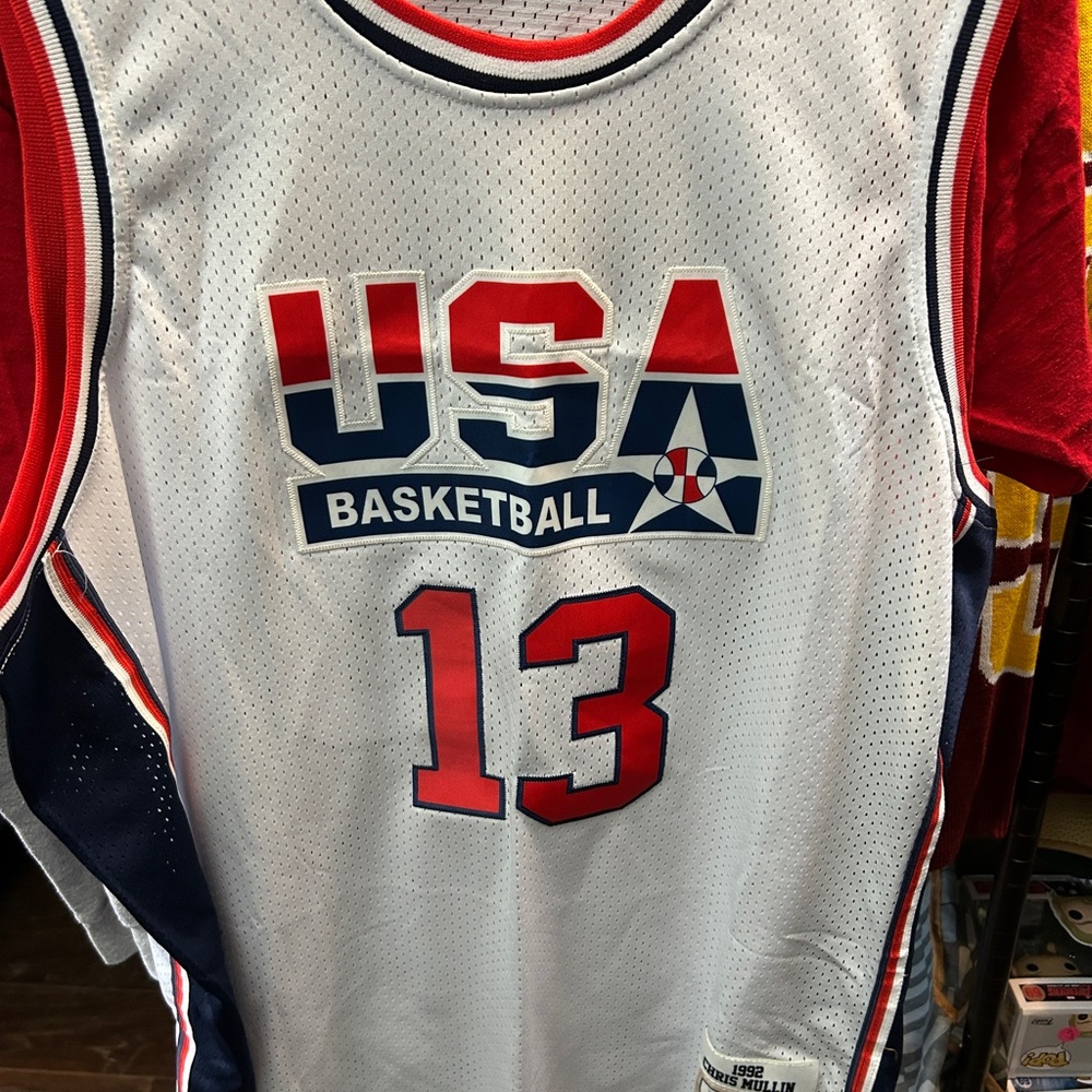 Mitchell & Ness Red and White Basketball Jersey